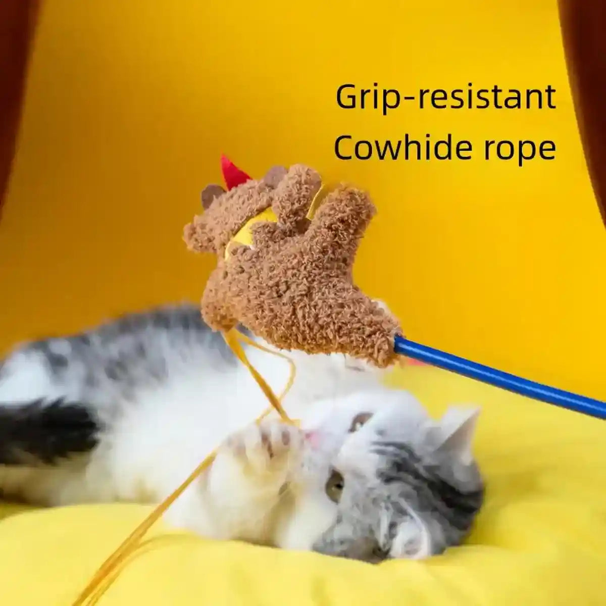 Interactive Cat Wand Toy Feather & Bell Teaser Stick for Playtime