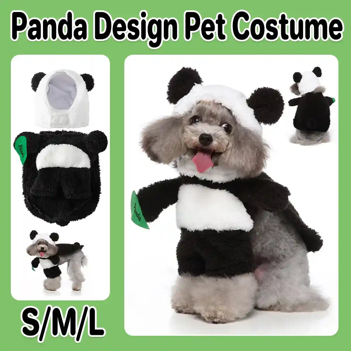 Adorable Panda Costume for Dogs Soft Fleece Pet Outfit S to L
