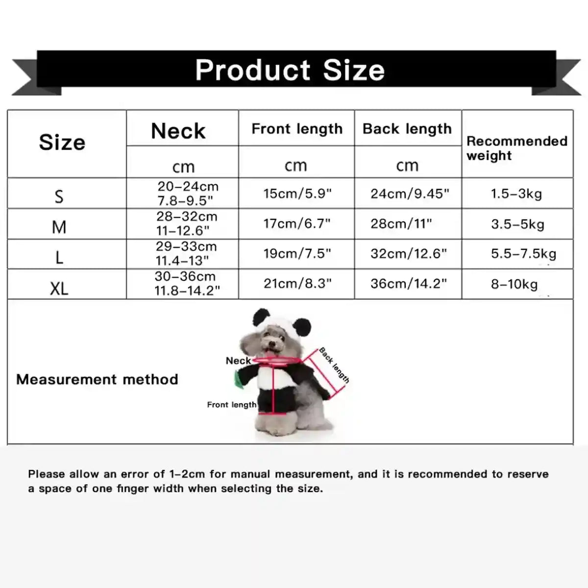 Adorable Panda Costume for Dogs Soft Fleece Pet Outfit S to L