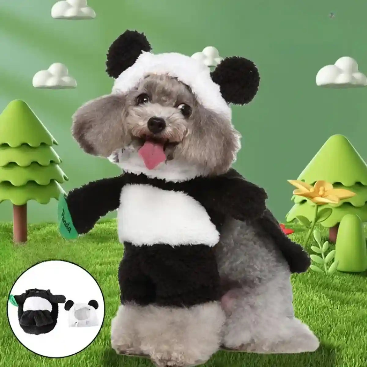Adorable Panda Costume for Dogs Soft Fleece Pet Outfit S to L