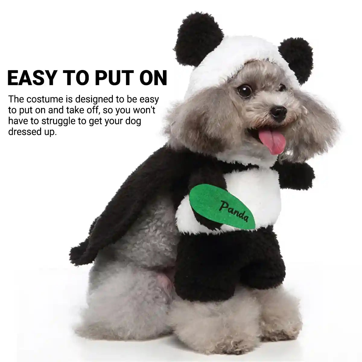 Adorable Panda Costume for Dogs Soft Fleece Pet Outfit S to L