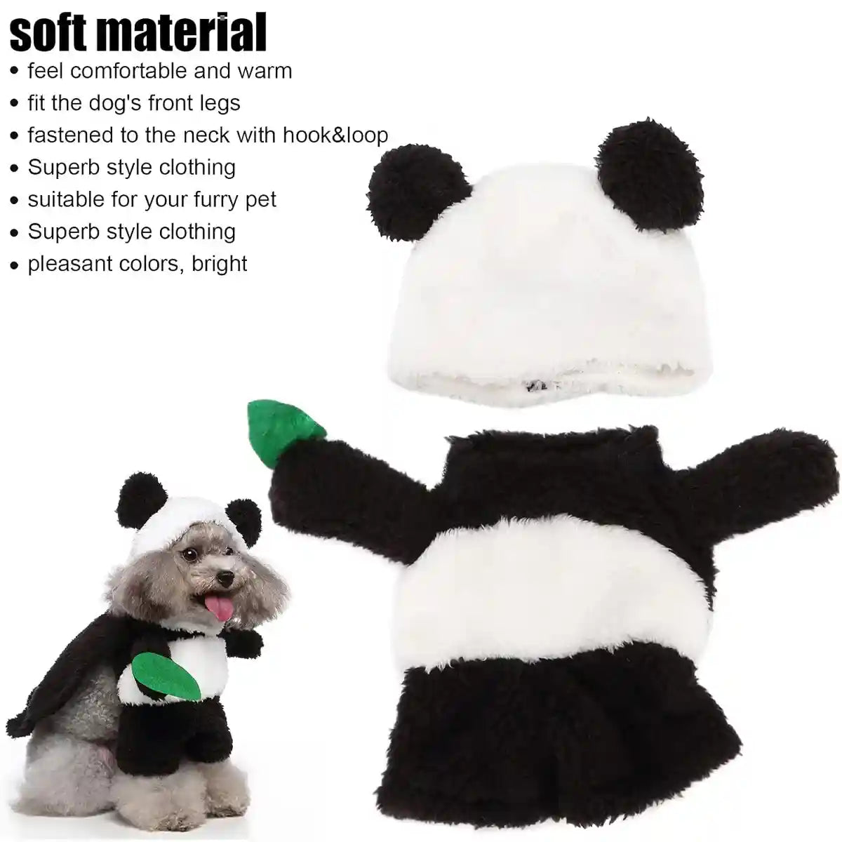 Adorable Panda Costume for Dogs Soft Fleece Pet Outfit S to L