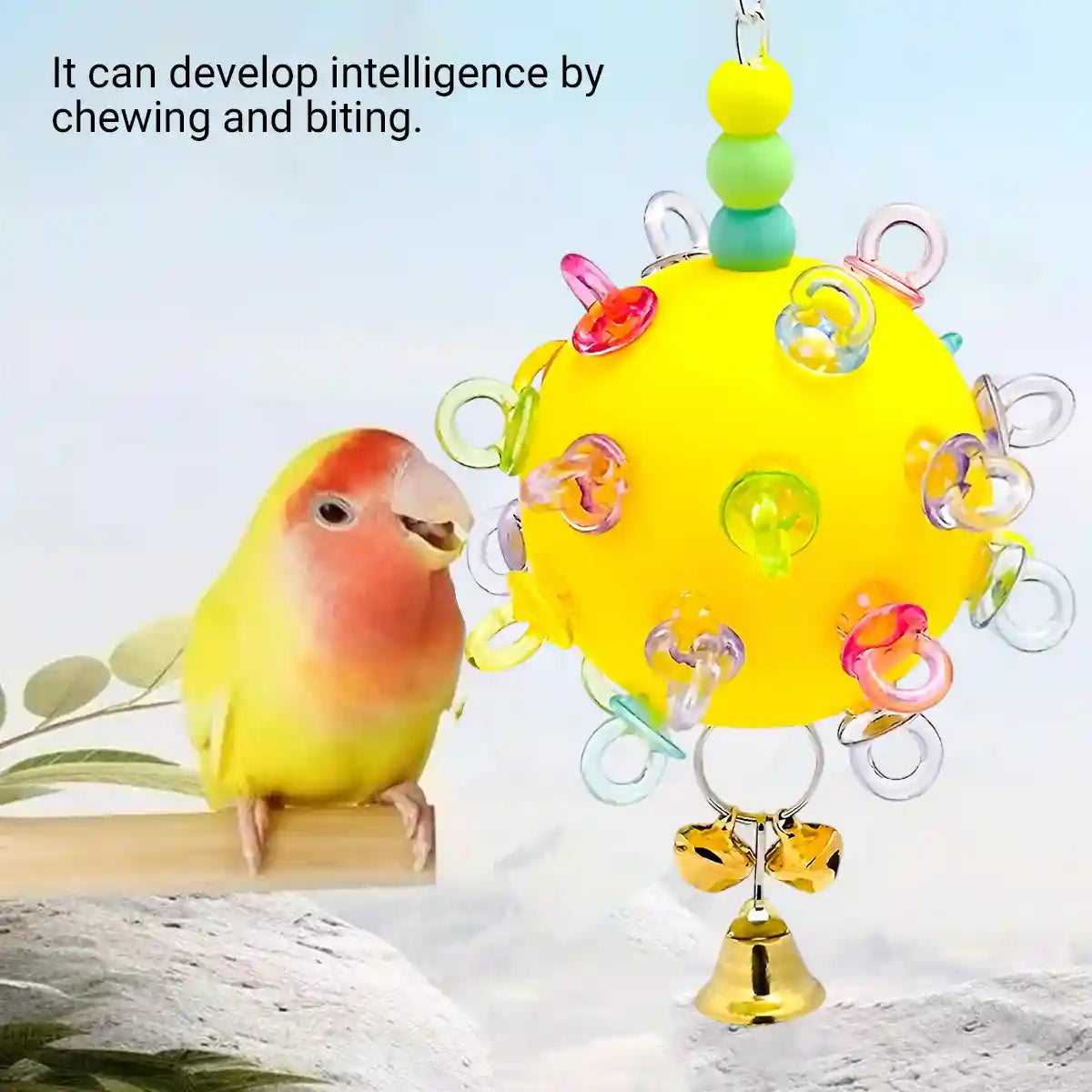 Durable Acrylic Bird Toy With Bells & Rings For Small Birds