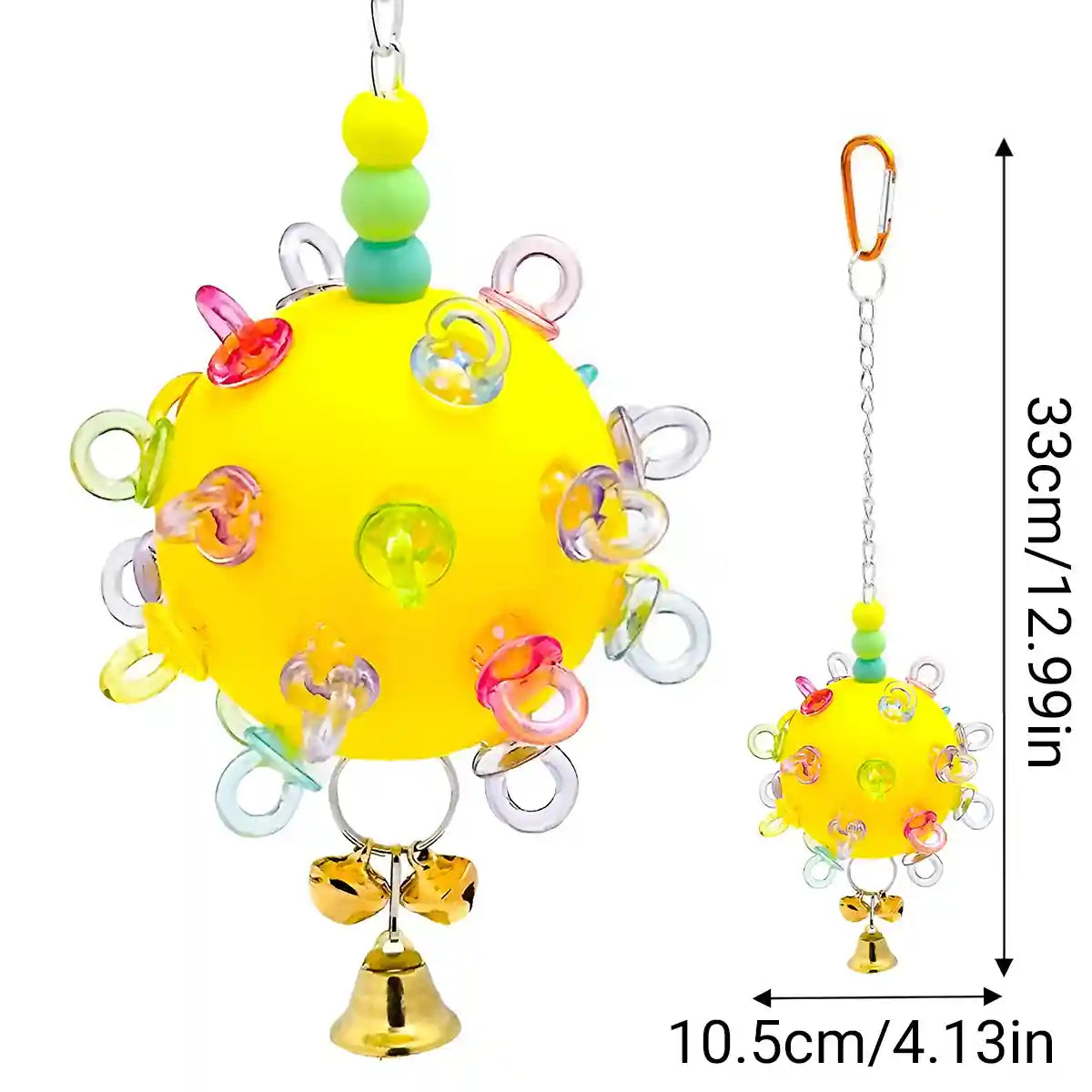 Durable Acrylic Bird Toy With Bells & Rings For Small Birds