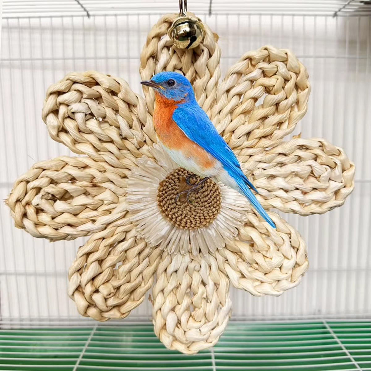 Parrot Chew Toy Natural Corn Husk Flower Hanging Toy