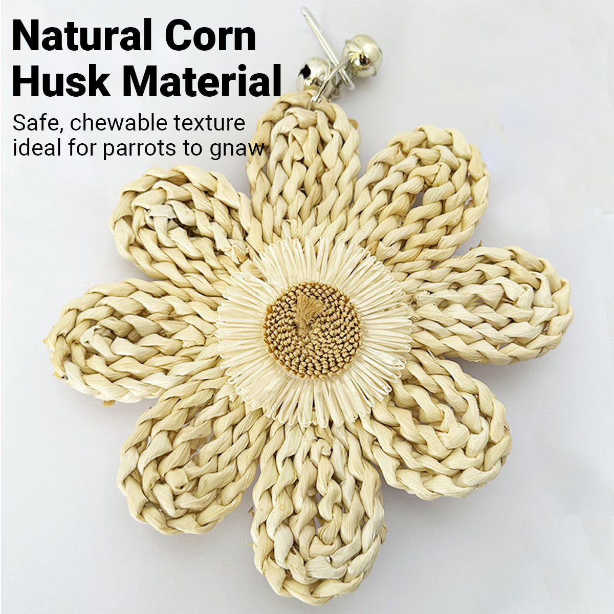 Parrot Chew Toy Natural Corn Husk Flower Hanging Toy