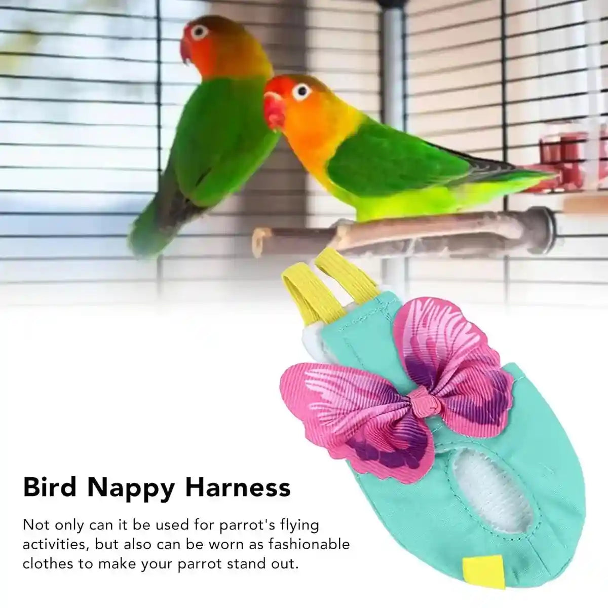 Cute Butterfly Bird Diaper Harness Flight Vest for Cockatiel & Parrot