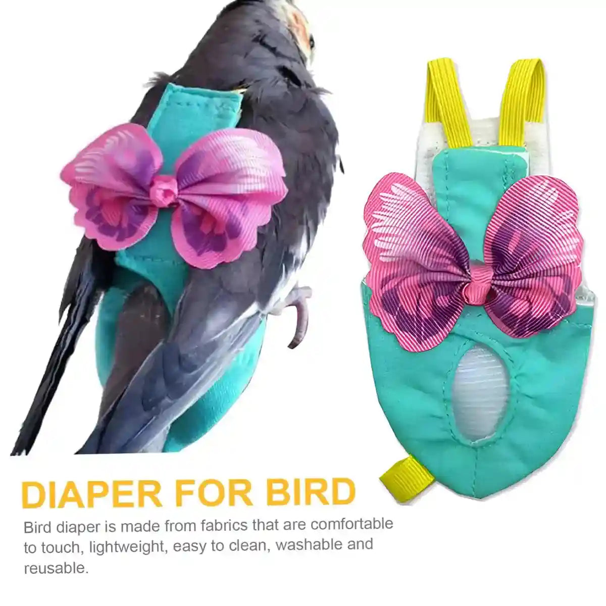 Cute Butterfly Bird Diaper Harness Flight Vest for Cockatiel & Parrot