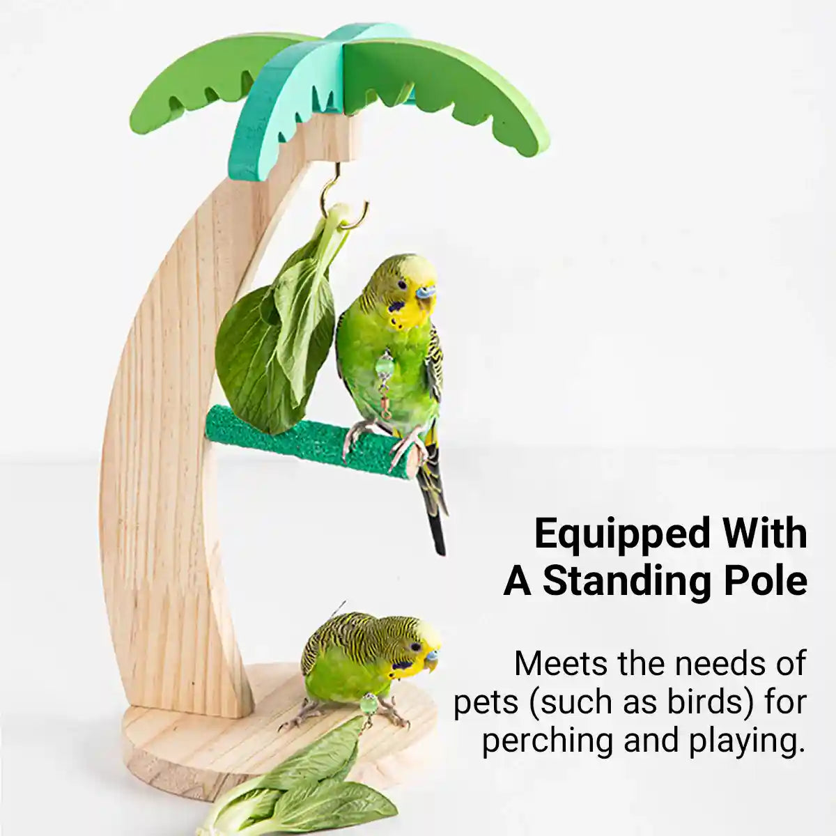 Coconut Tree Parrot Stand Wooden Bird Perch 33×14.5cm