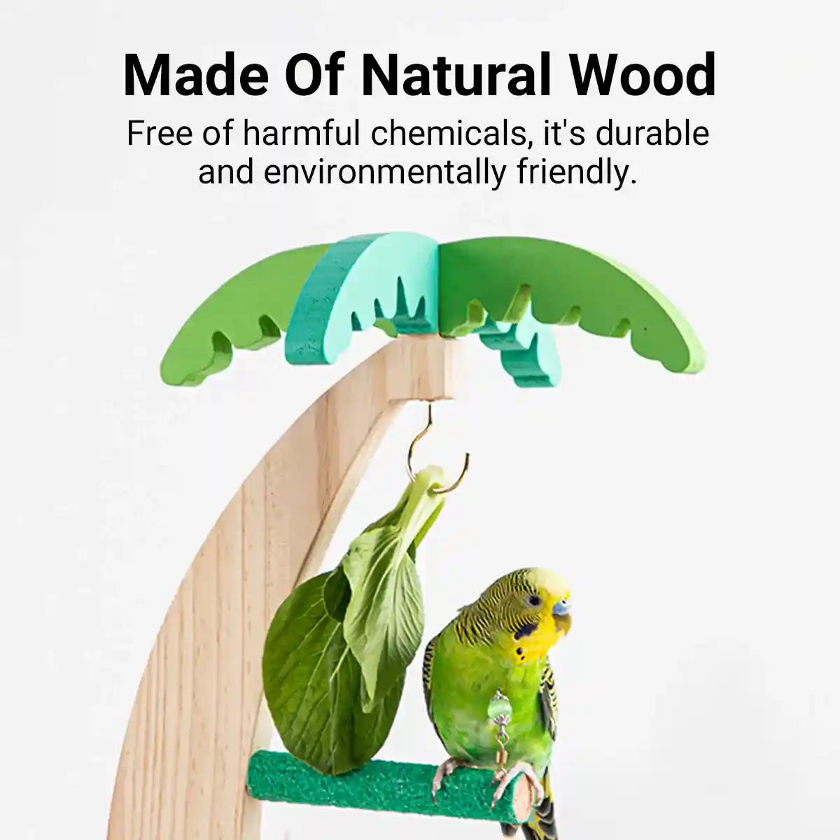 Coconut Tree Parrot Stand Wooden Bird Perch 33×14.5cm