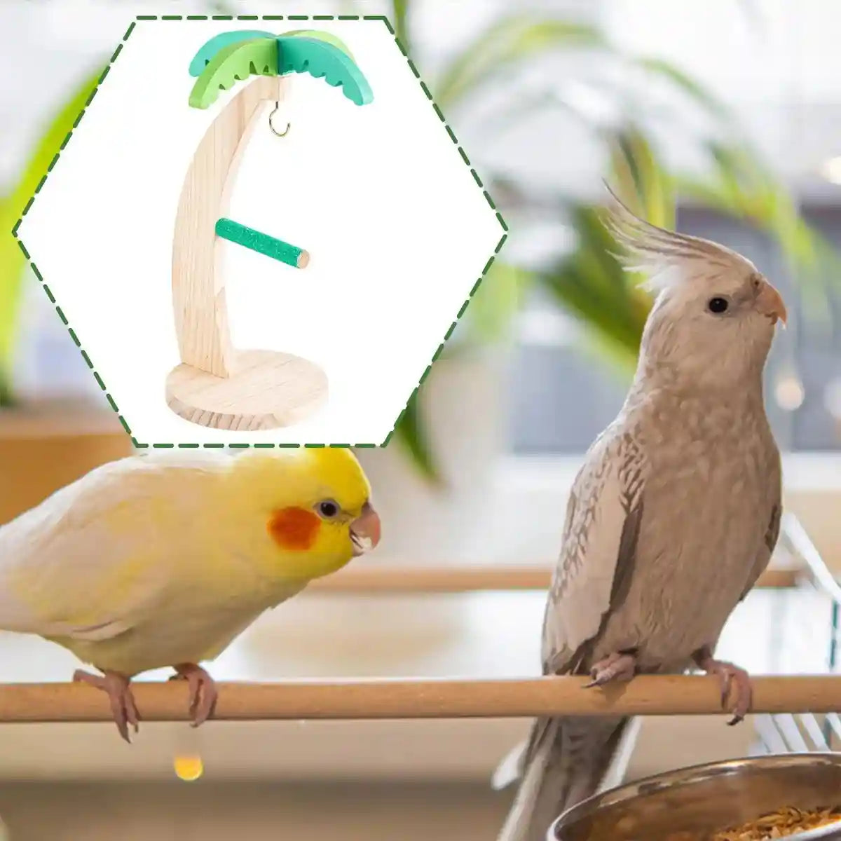 Coconut Tree Parrot Stand Wooden Bird Perch 33×14.5cm