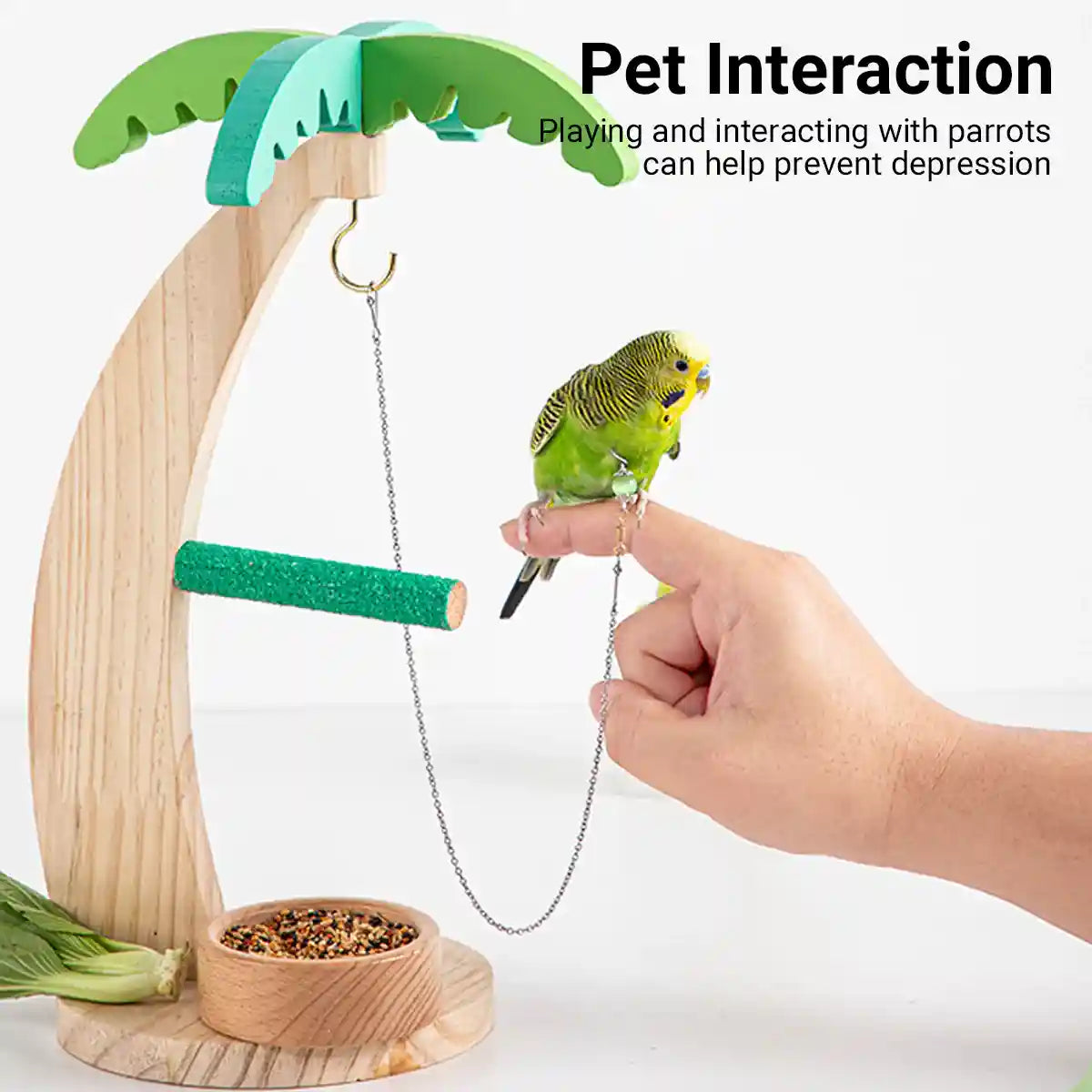 Coconut Tree Parrot Stand Wooden Bird Perch 33×14.5cm
