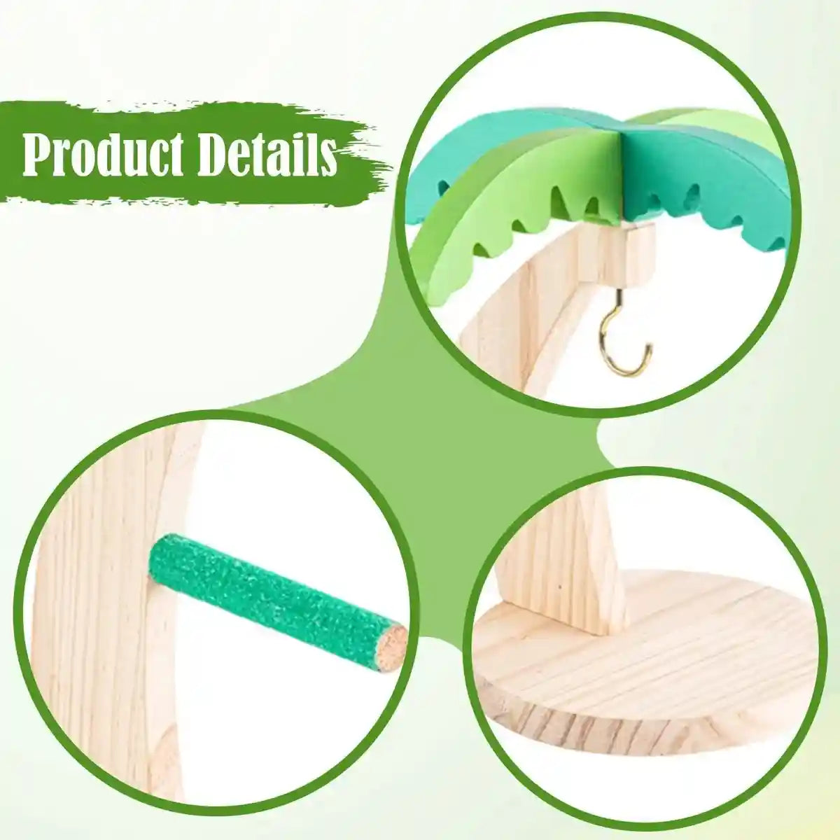 Coconut Tree Parrot Stand Wooden Bird Perch 33×14.5cm