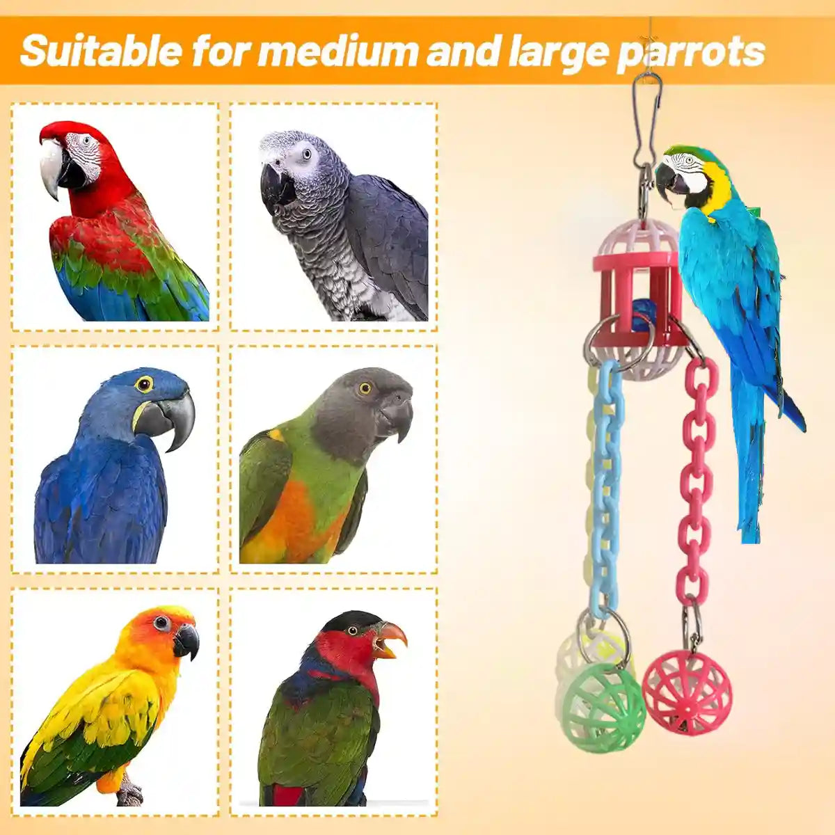 Plastic Parrot Toy Colourful Hanging Chew And Puzzle Ball For Birds