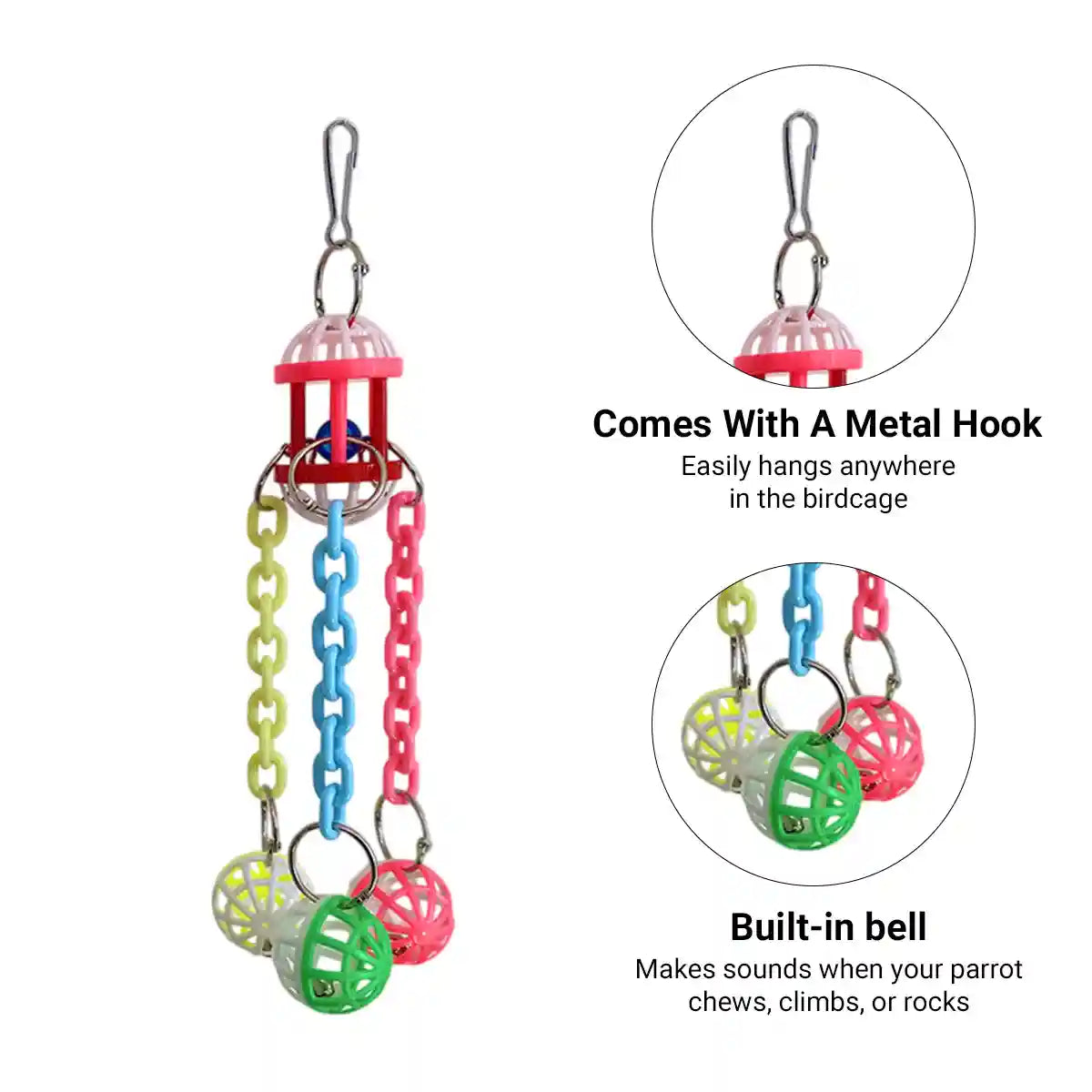 Plastic Parrot Toy Colourful Hanging Chew And Puzzle Ball For Birds