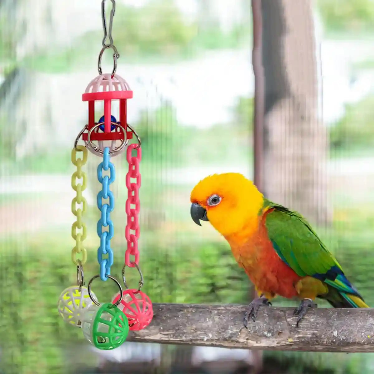 Plastic Parrot Toy Colourful Hanging Chew And Puzzle Ball For Birds