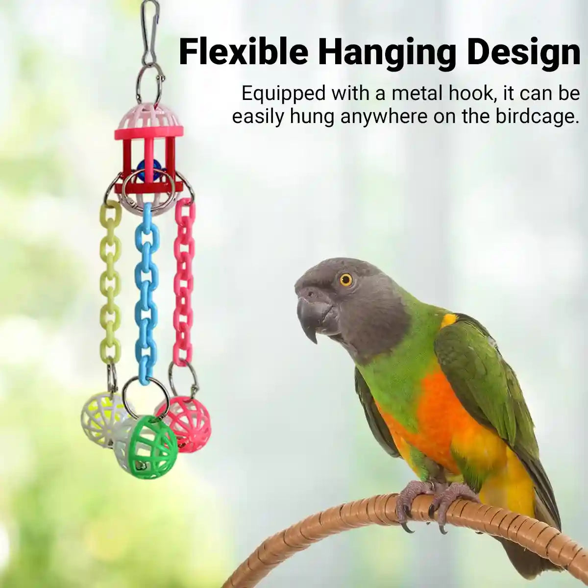 Plastic Parrot Toy Colourful Hanging Chew And Puzzle Ball For Birds
