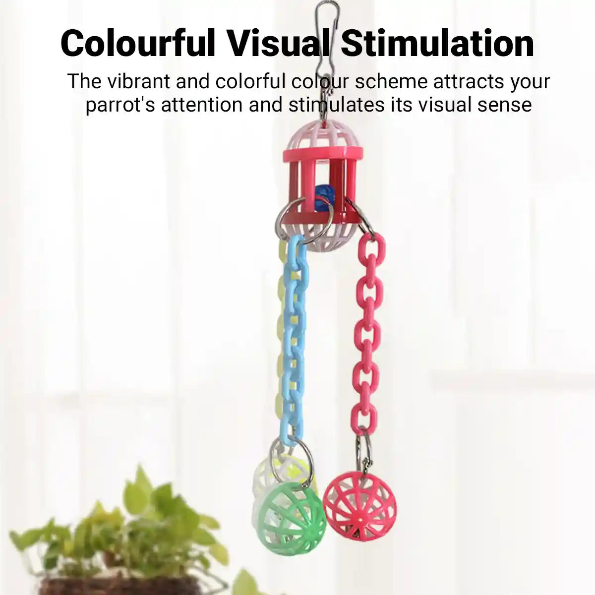 Plastic Parrot Toy Colourful Hanging Chew And Puzzle Ball For Birds