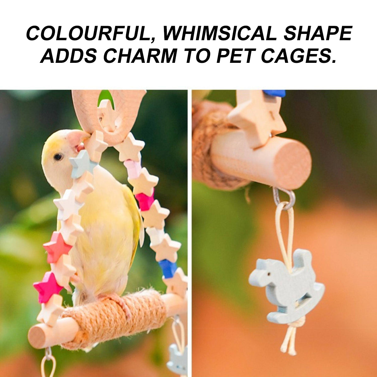 Wooden Parrot Swing Toy With Rope Perch