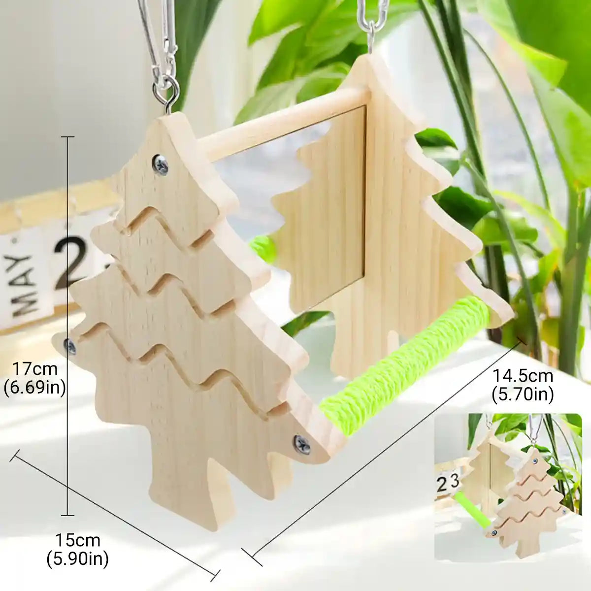 Double Sided Mirror Parrot Perch Toy Swing