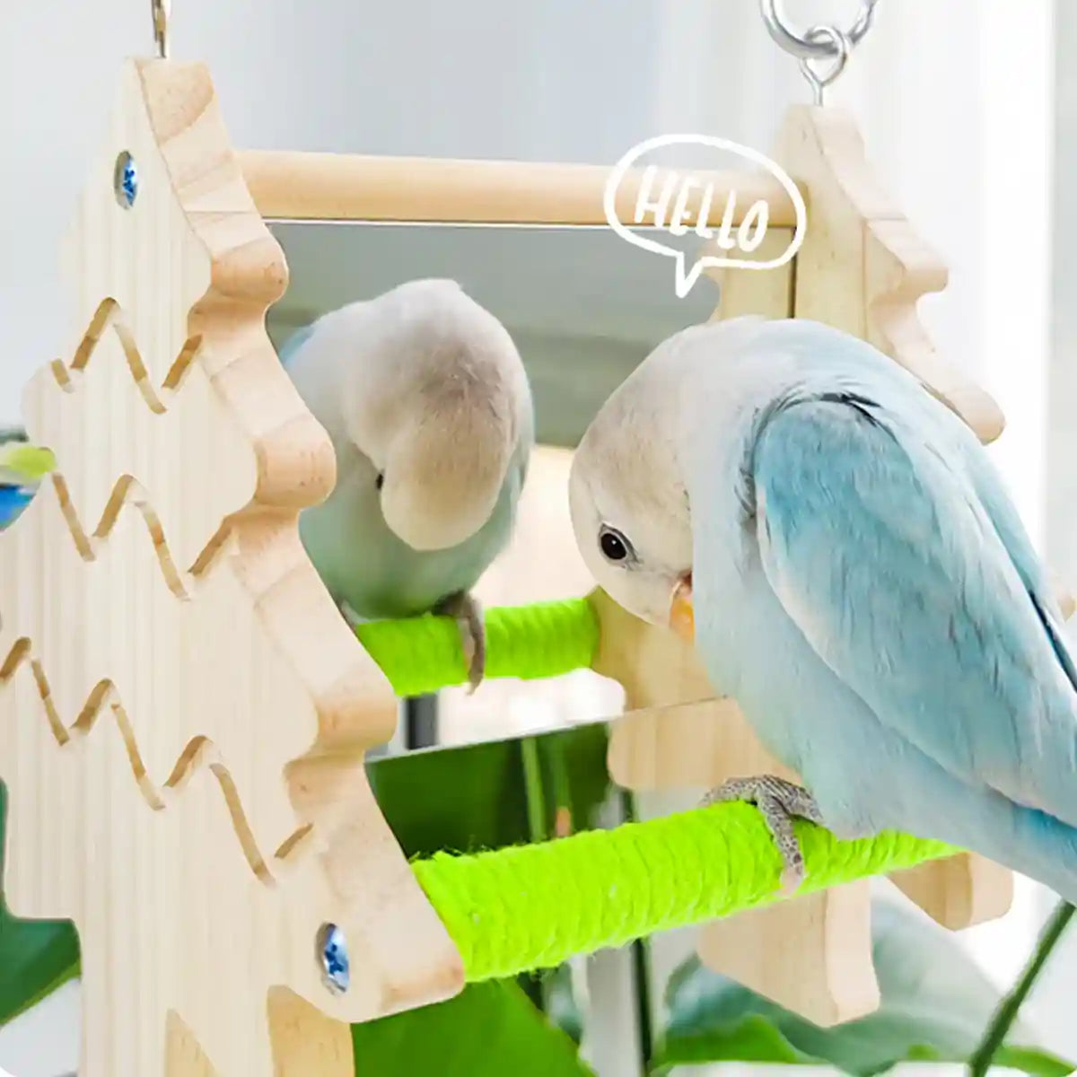 Double Sided Mirror Parrot Perch Toy Swing