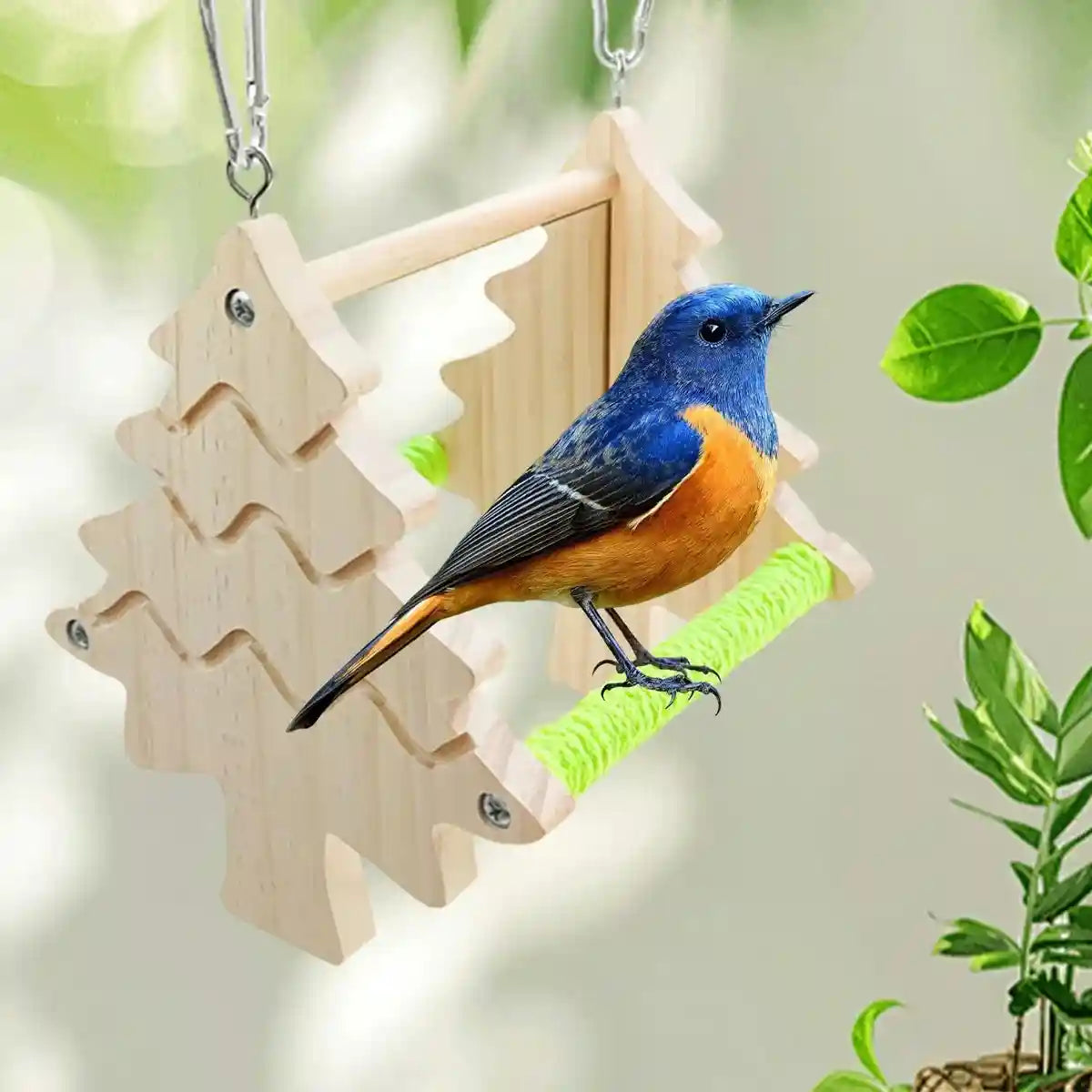 Double Sided Mirror Parrot Perch Toy Swing
