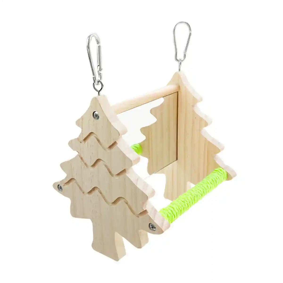 Double Sided Mirror Parrot Perch Toy Swing