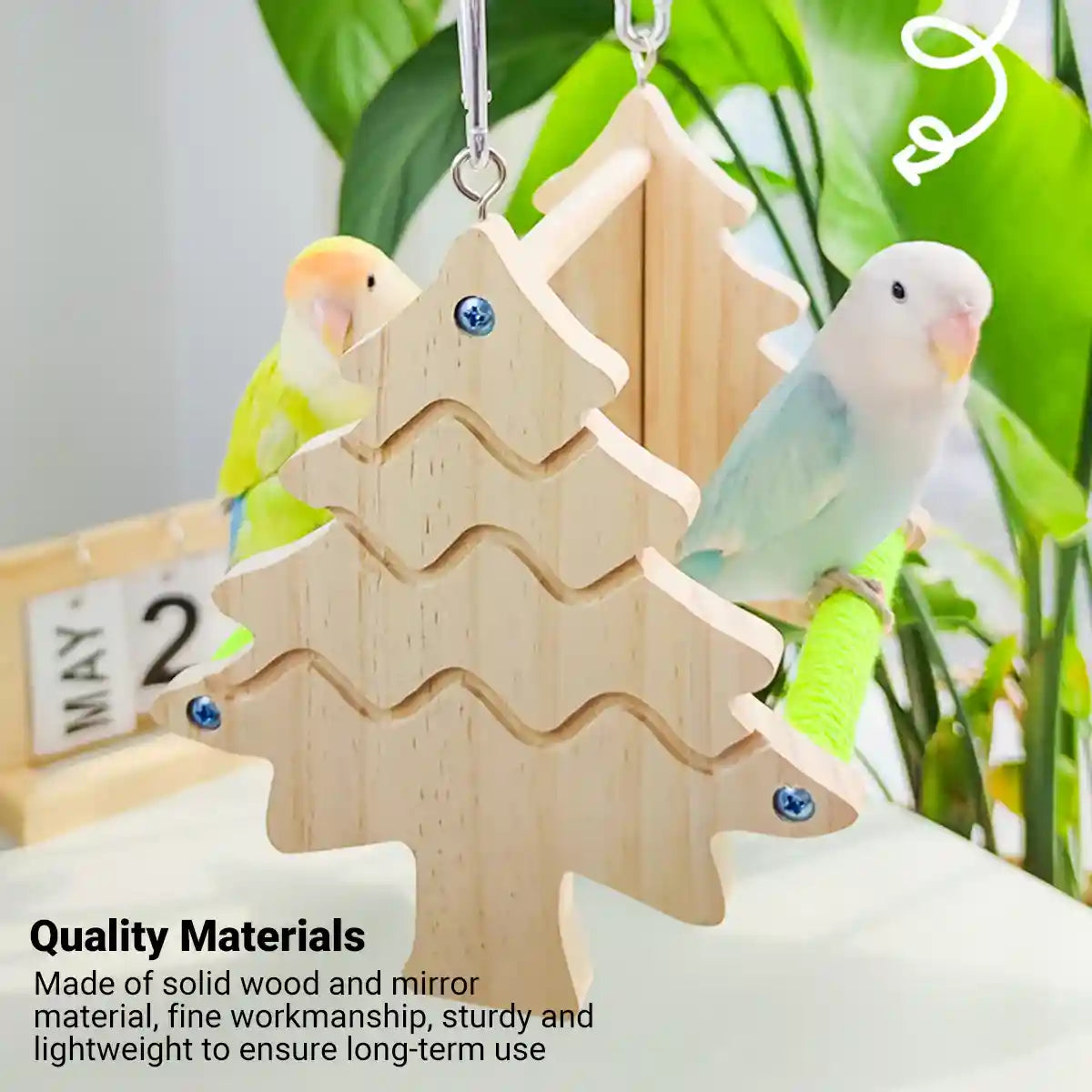Double Sided Mirror Parrot Perch Toy Swing