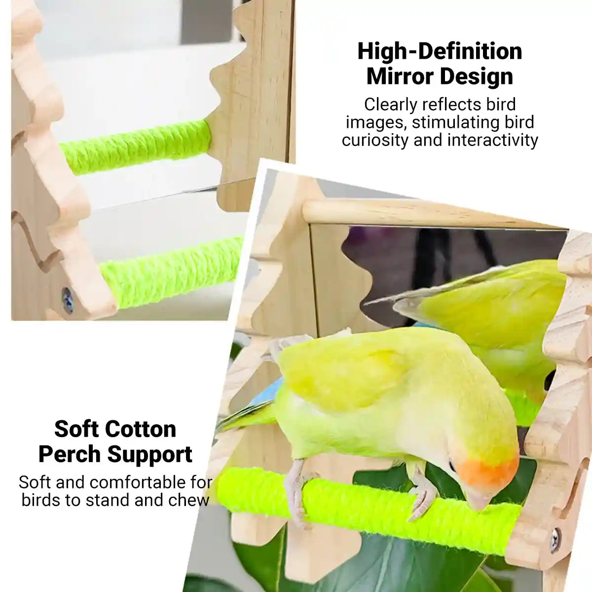 Double Sided Mirror Parrot Perch Toy Swing