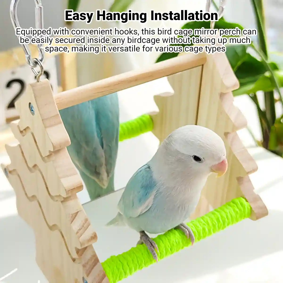 Double Sided Mirror Parrot Perch Toy Swing