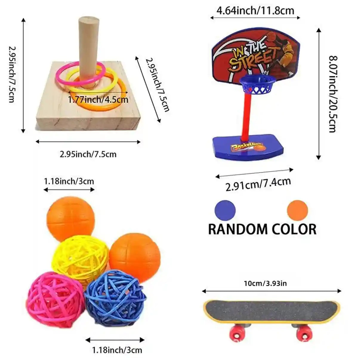 4pcs Parrot Toy Suit Educational Trolley Ring Training Bird Supplies