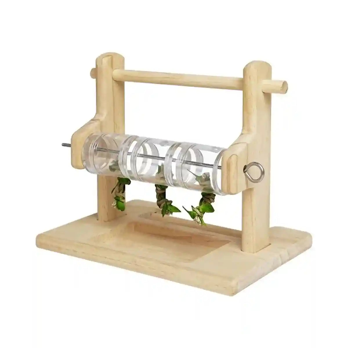Interactive Wooden Parrot Feeding Stand Toy