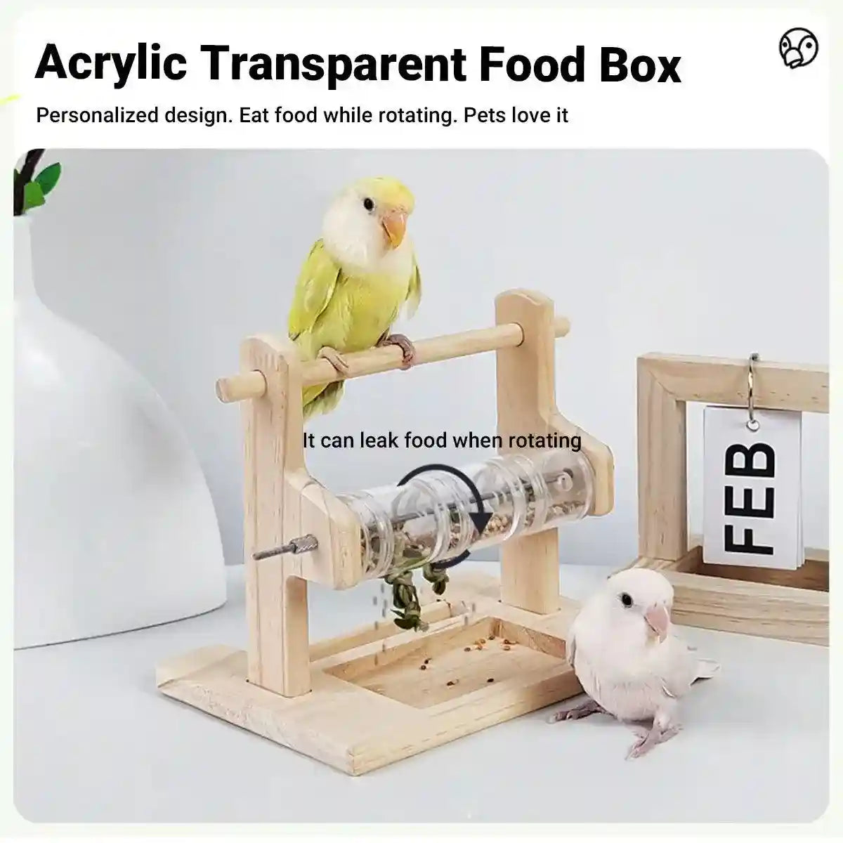 Interactive Wooden Parrot Feeding Stand Toy