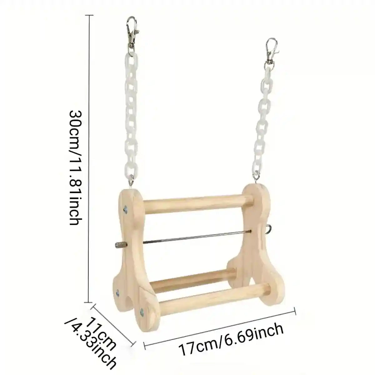 Hanging Wooden Bird Stand with Stainless Steel Fruit Fork