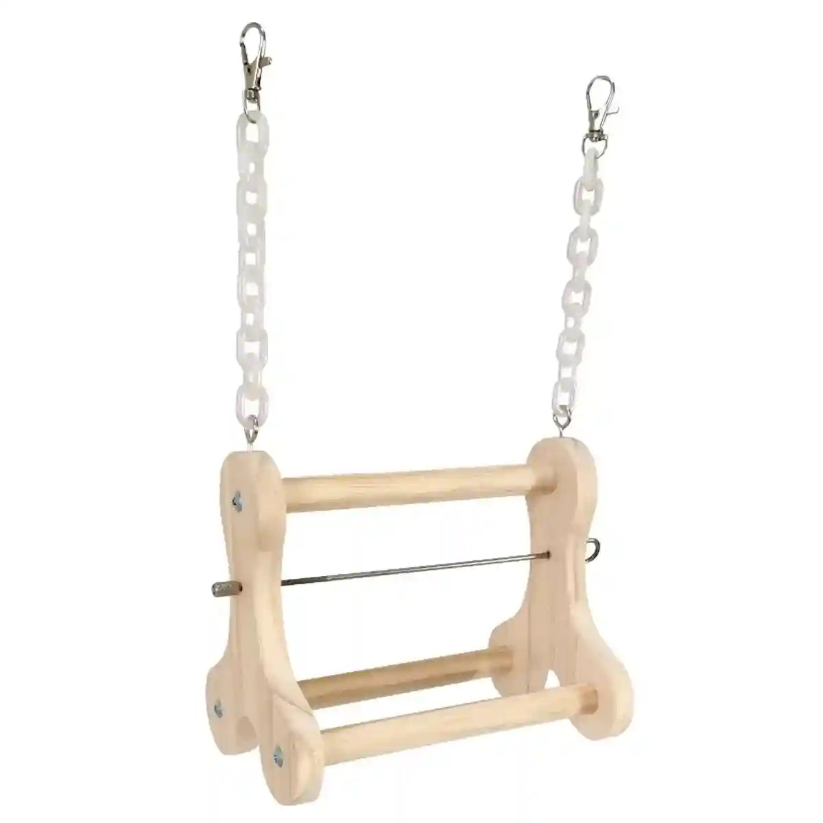 Hanging Wooden Bird Stand with Stainless Steel Fruit Fork