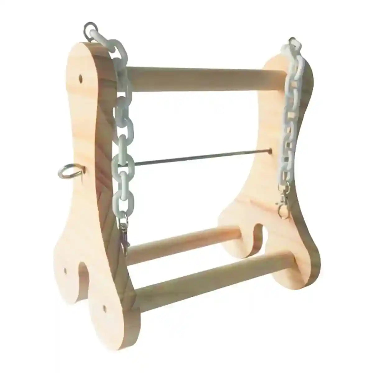 Hanging Wooden Bird Stand with Stainless Steel Fruit Fork