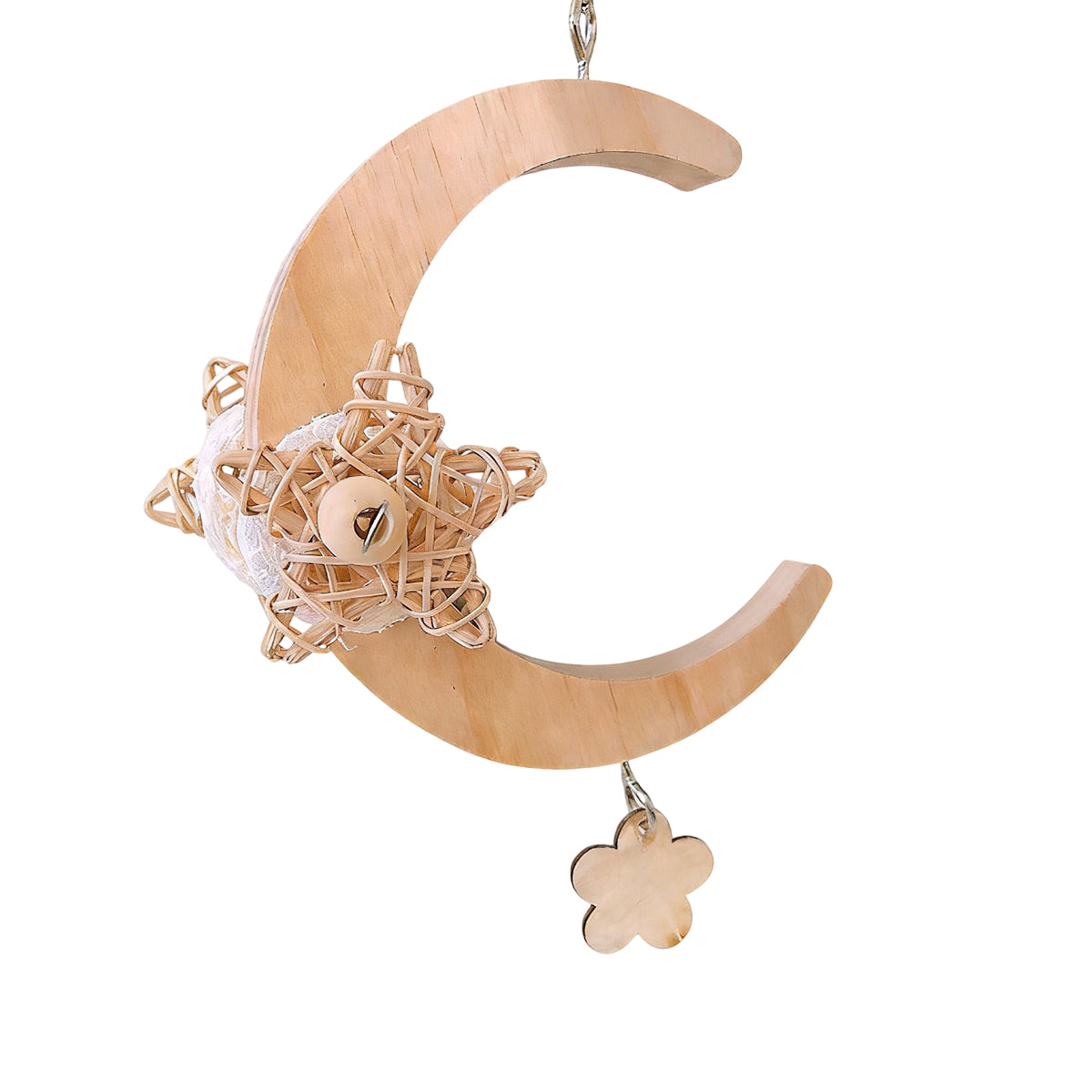 Parrot Moon Swing Wooden Bird Perch Toy