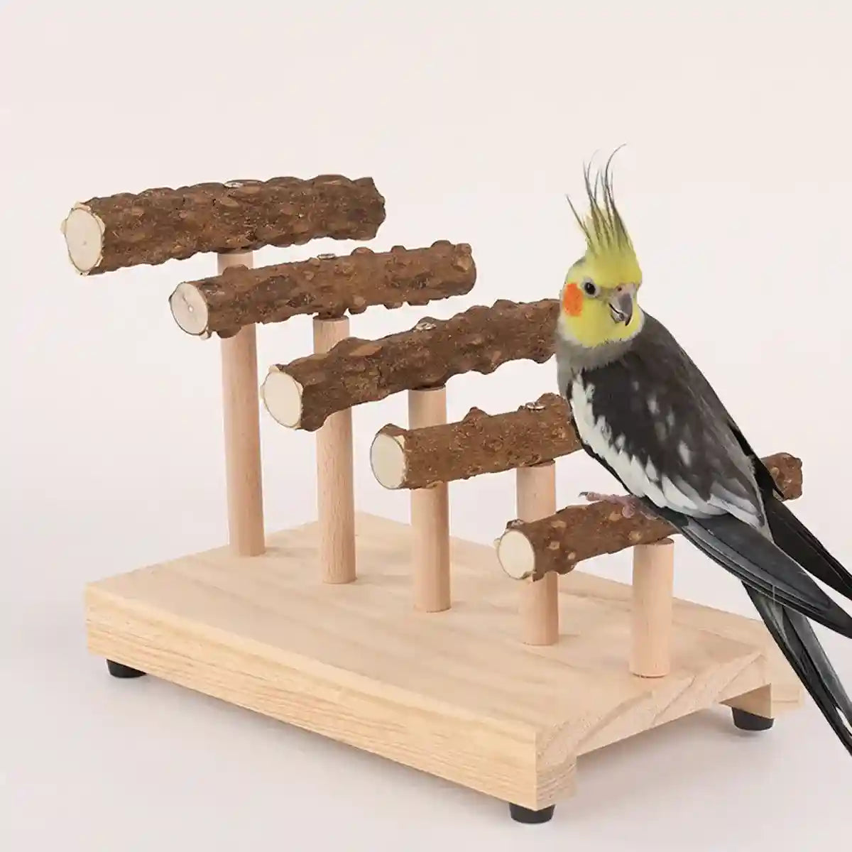 Climbing Ladder Parrot Stand with Natural Perches for Birds