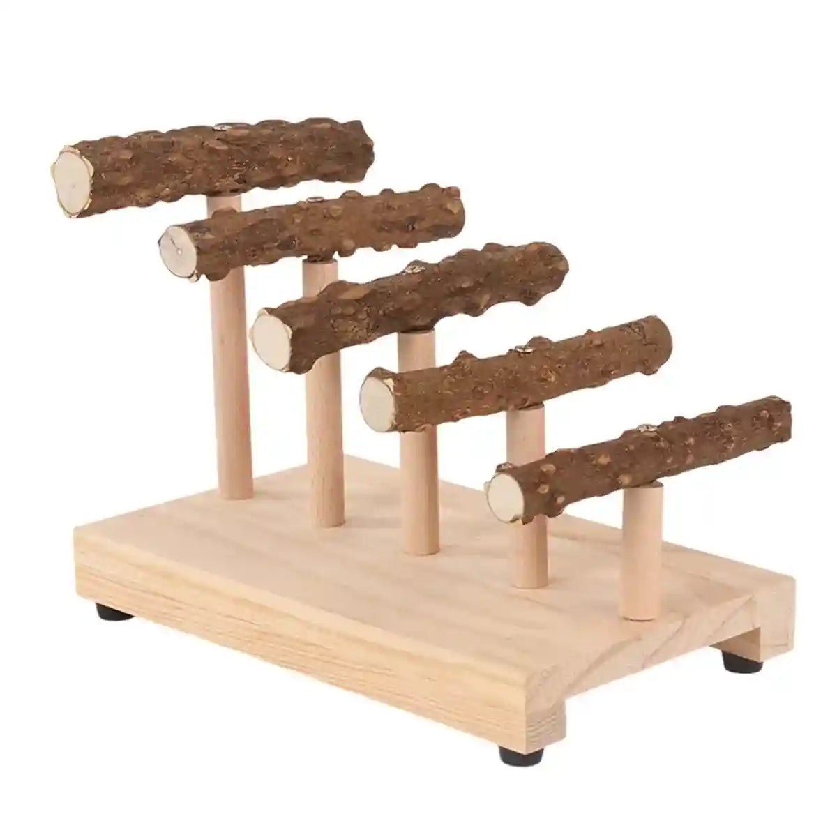 Climbing Ladder Parrot Stand with Natural Perches for Birds