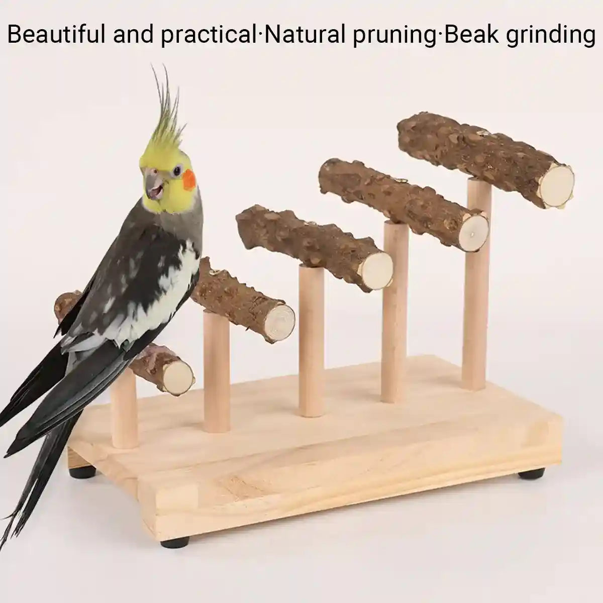 Climbing Ladder Parrot Stand with Natural Perches for Birds