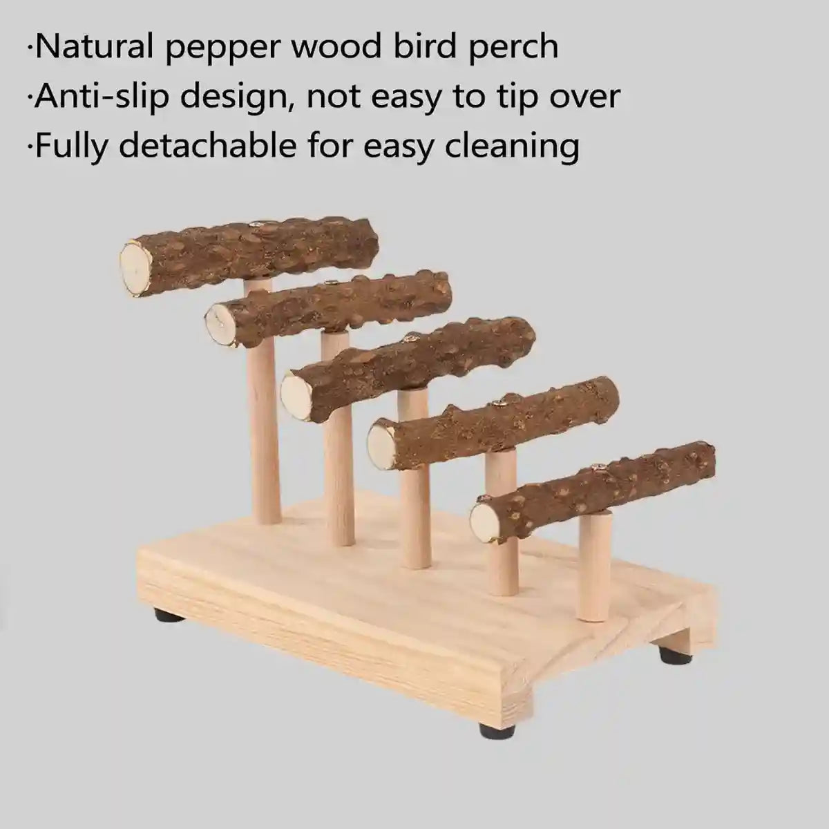 Climbing Ladder Parrot Stand with Natural Perches for Birds