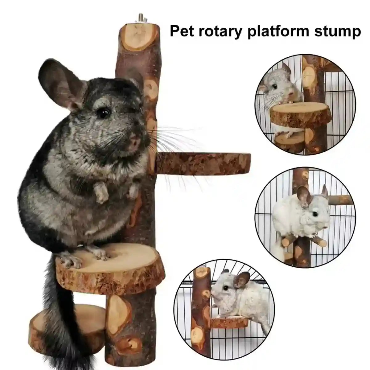 Small Pet Wooden Stand Climbing Platform for Birds Chinchillas & Rodents