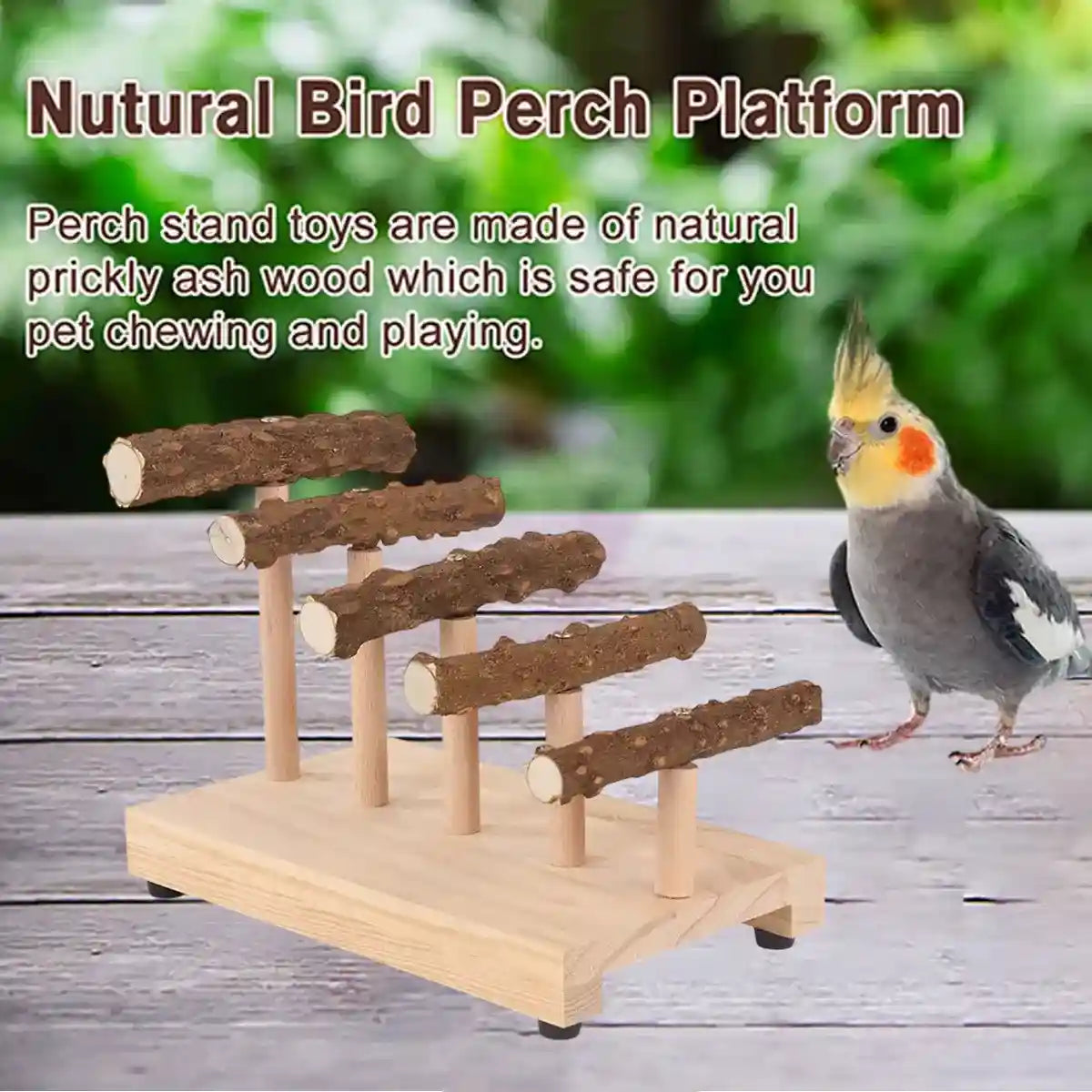 Climbing Ladder Parrot Stand with Natural Perches for Birds
