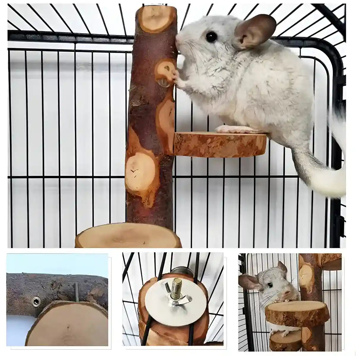 Small Pet Wooden Stand Climbing Platform for Birds Chinchillas & Rodents