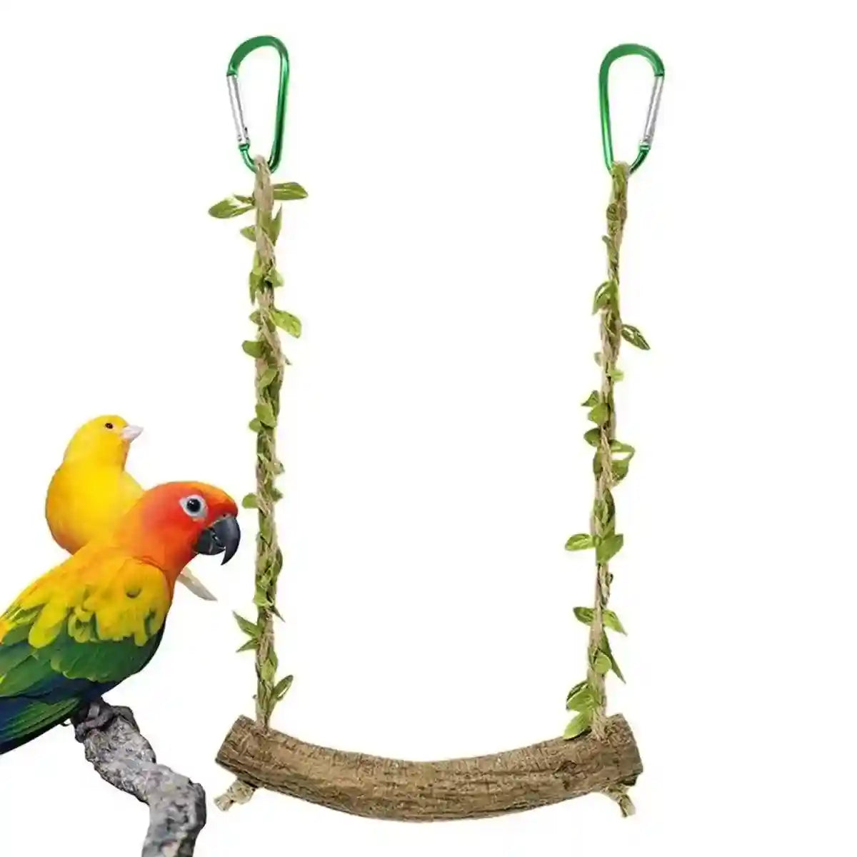 Durable Bird Swing with Natural Rattan Perch for Parrots & Cockatiels