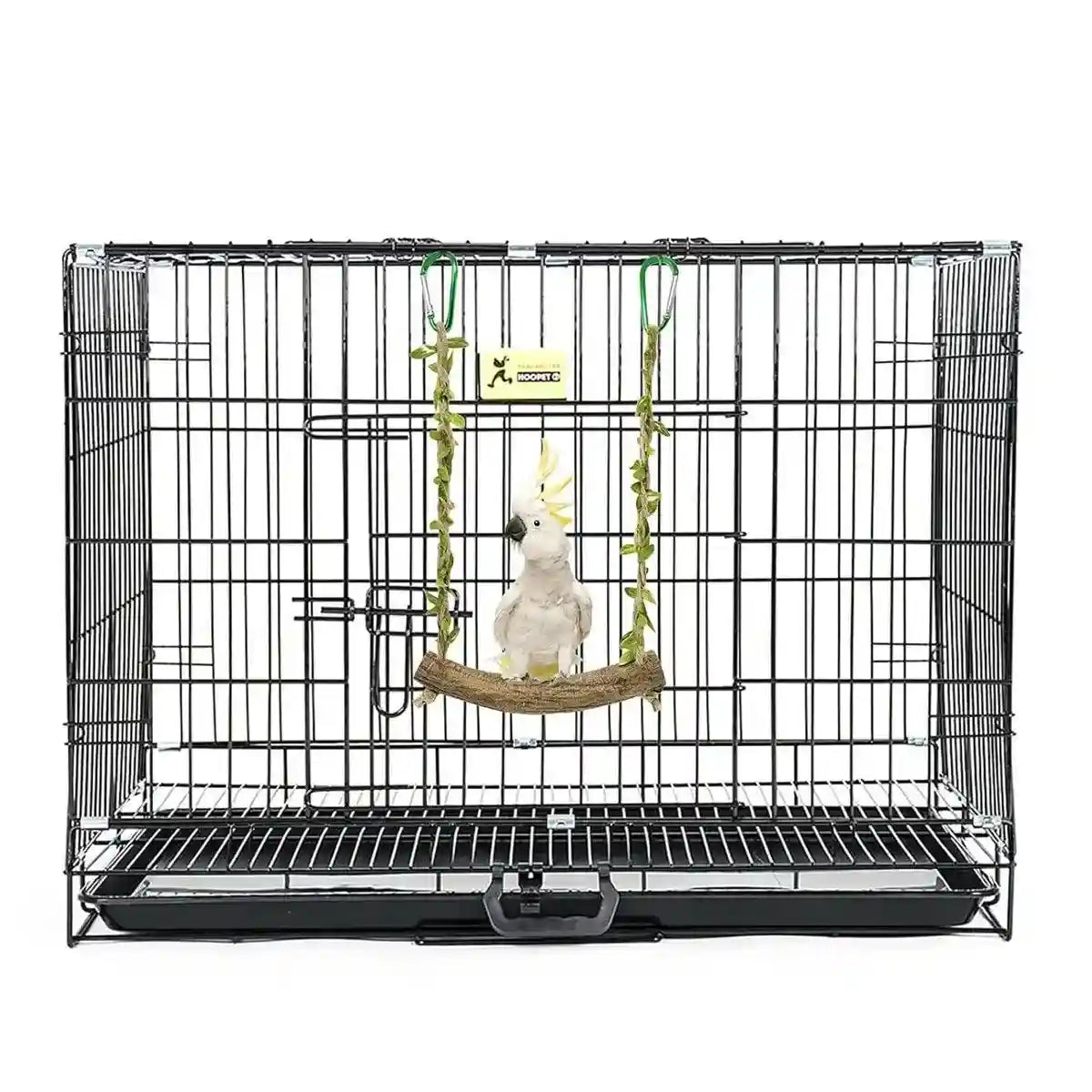 Durable Bird Swing with Natural Rattan Perch for Parrots & Cockatiels