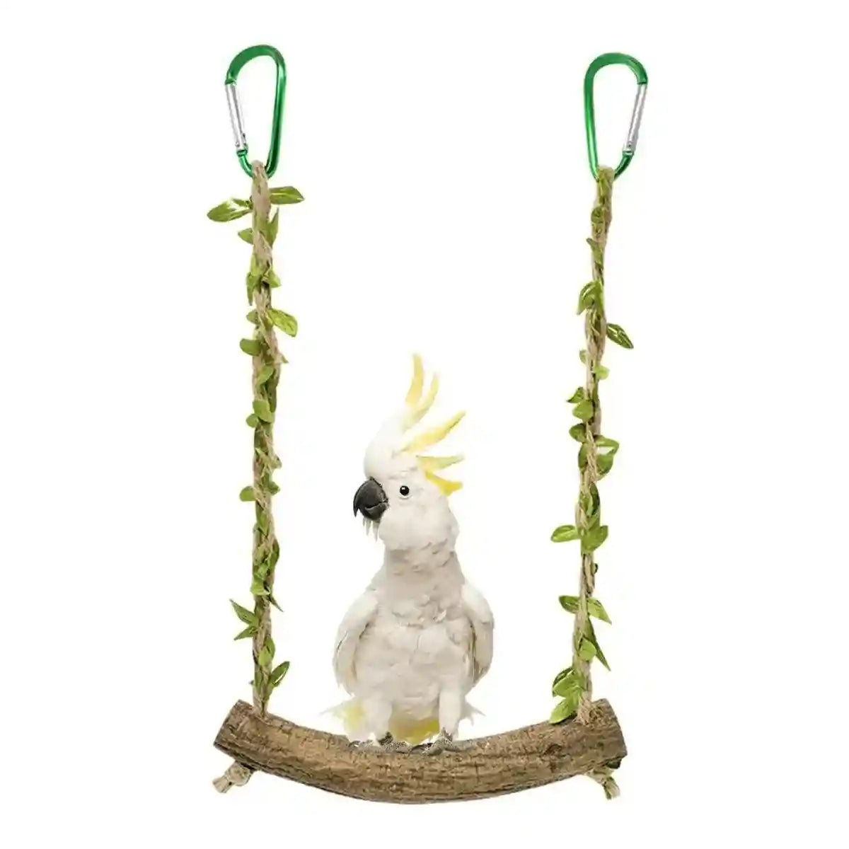 Durable Bird Swing with Natural Rattan Perch for Parrots & Cockatiels