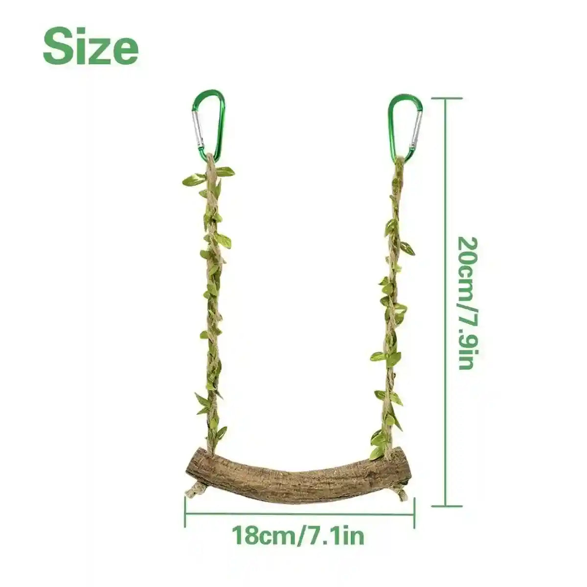 Durable Bird Swing with Natural Rattan Perch for Parrots & Cockatiels