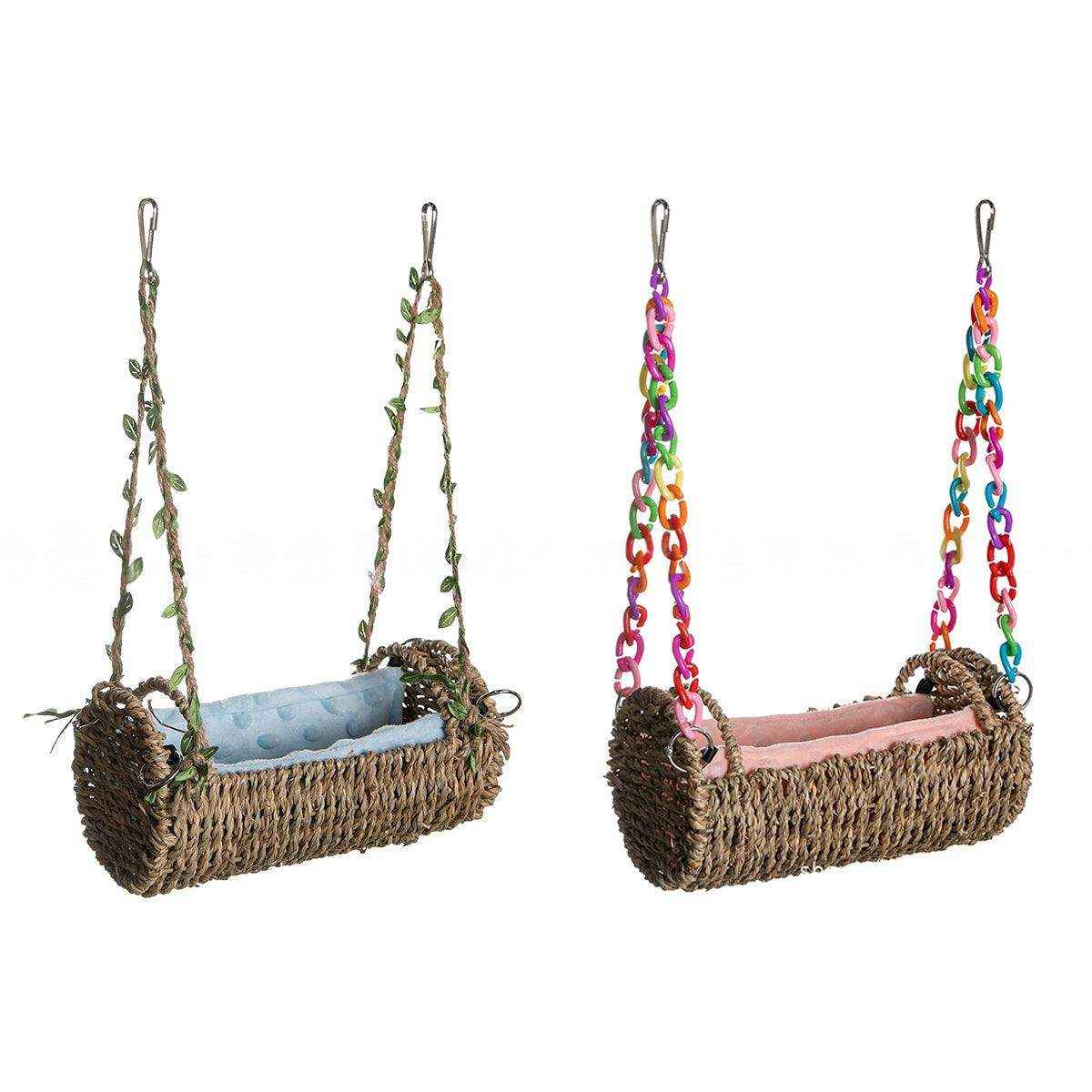 Multi-Season Bird Nest Comfortable Grass Weaving Nest with Cushion