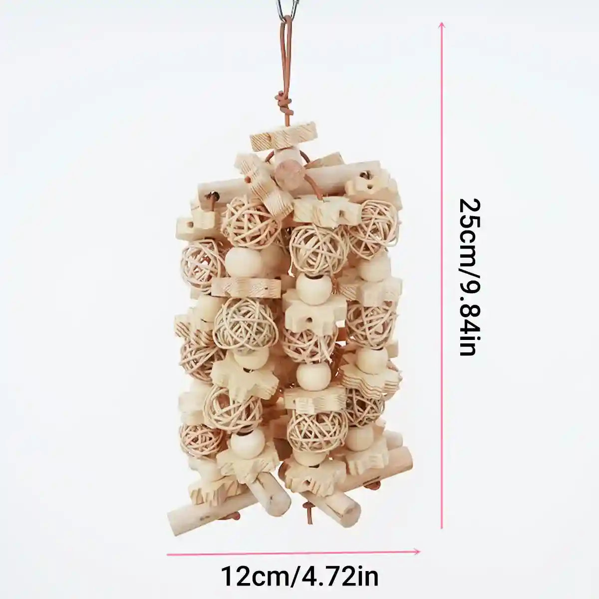 Natural Wooden Cage Accessory Bird Chew Toy for Parrots & Budgies